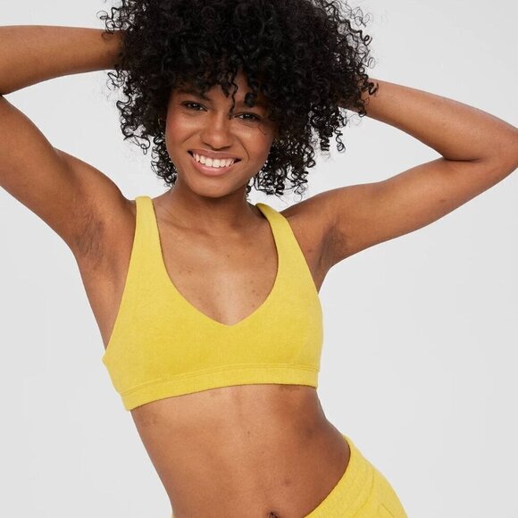 NWT Offline by Aerie Yellow Summer Light Terry Sports Bra - Size: XS - Picture 1 of 9